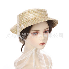 平頂ロリータ帽子胚草編裸帽子小布blythe麦わらサロン帽子BJD麦わら帽子