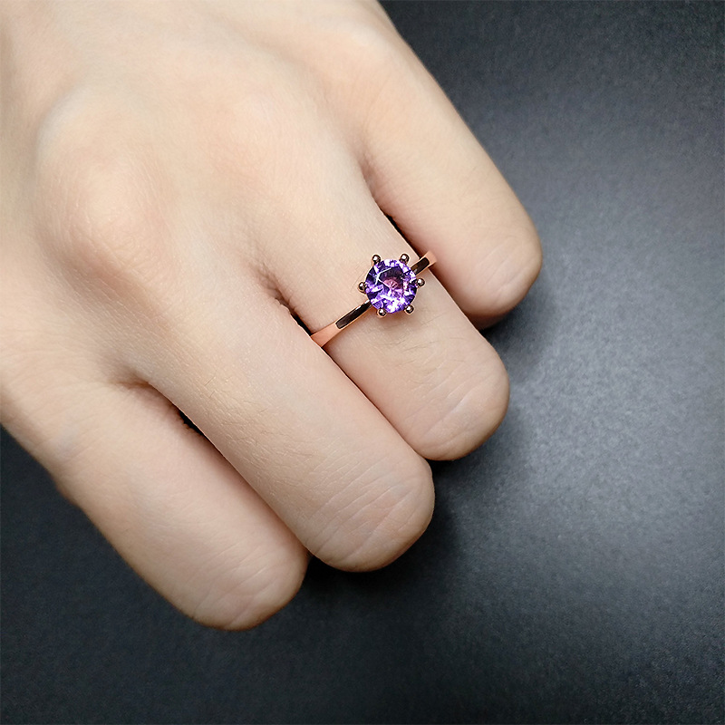 Fashion Round Copper Plating Inlay Artificial Gemstones Rings 1 Piece