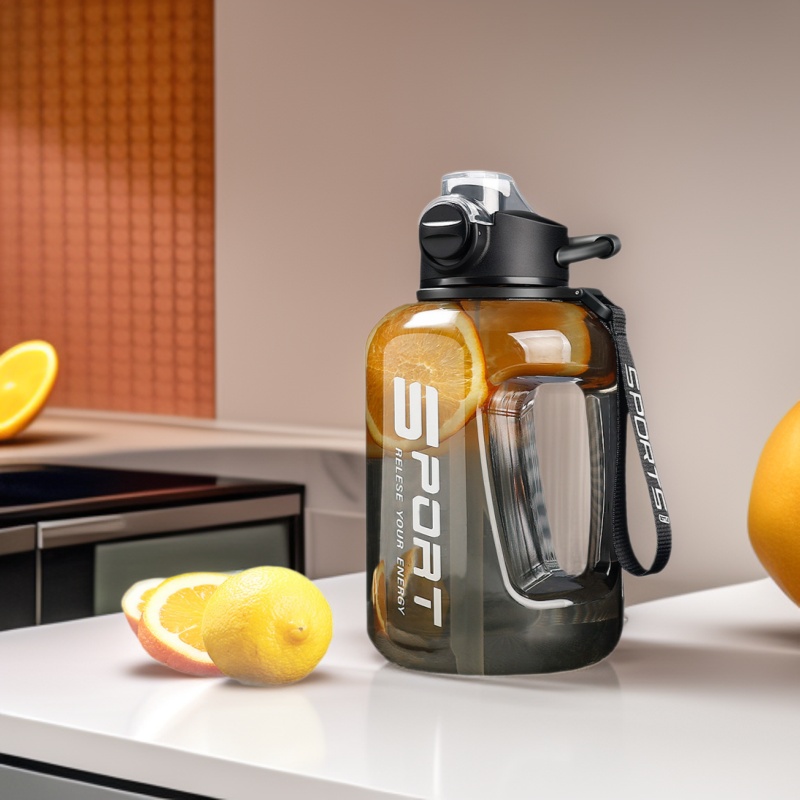 Botella de agua de gran capacidad, tipo cubo, para exteriores, de plástico, para fitness, deportes, con pajita, venta al por mayor image 3