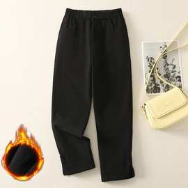 夹棉保暖休闲工装棉裤女2025新款冬季外穿加厚松紧腰休闲直筒棉裤
