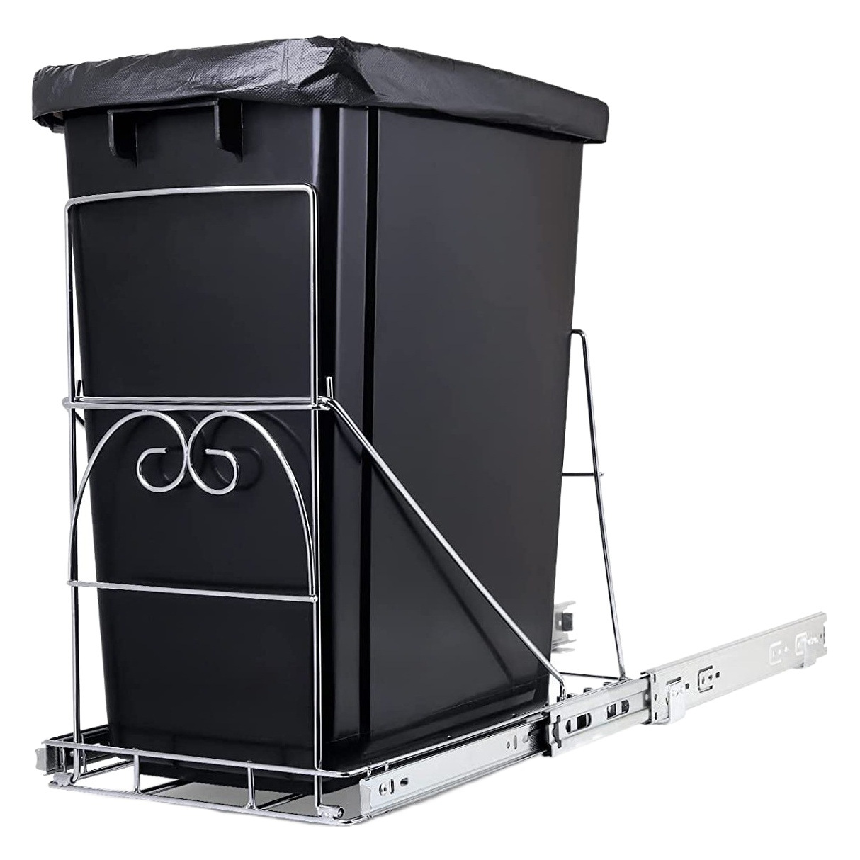 Spot Slide Rail Cabinet Pull-Down Trash Can Rack under the Sink Trash Can Rack Adjustable Pull-Out Trash Can