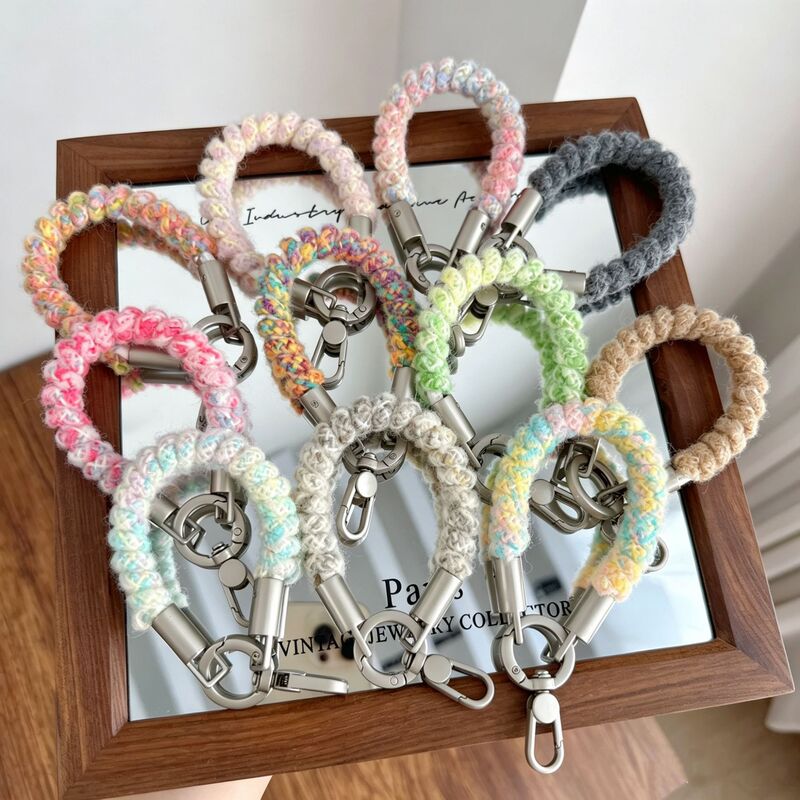 Ins-style macaron-colored mixed yarn phone cord ring, mobile phone chain, hand-held lanyard, autumn/winter girl's phone accessory