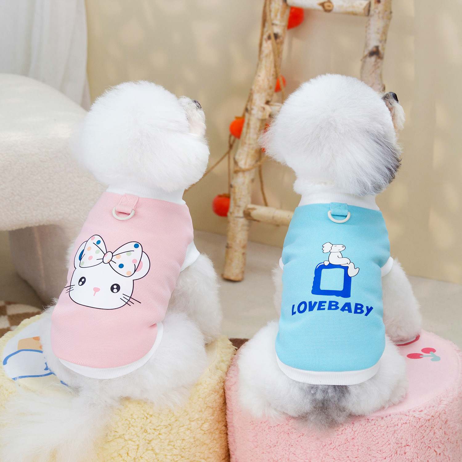 Perro mascota ropa para perros ropa para mascotas primavera y verano bichón peluche chaleco para mascotas tirantes camiseta con estampado de waffle