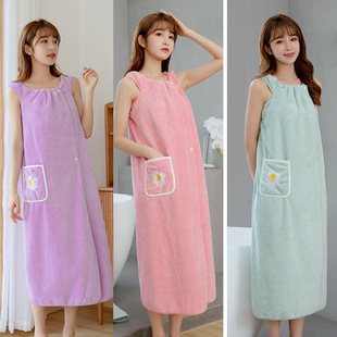 Women's Wearing Bath Towel Wrap New Pure Cotton Absorbent Wearing Long Summer Household Bathing plus size Home