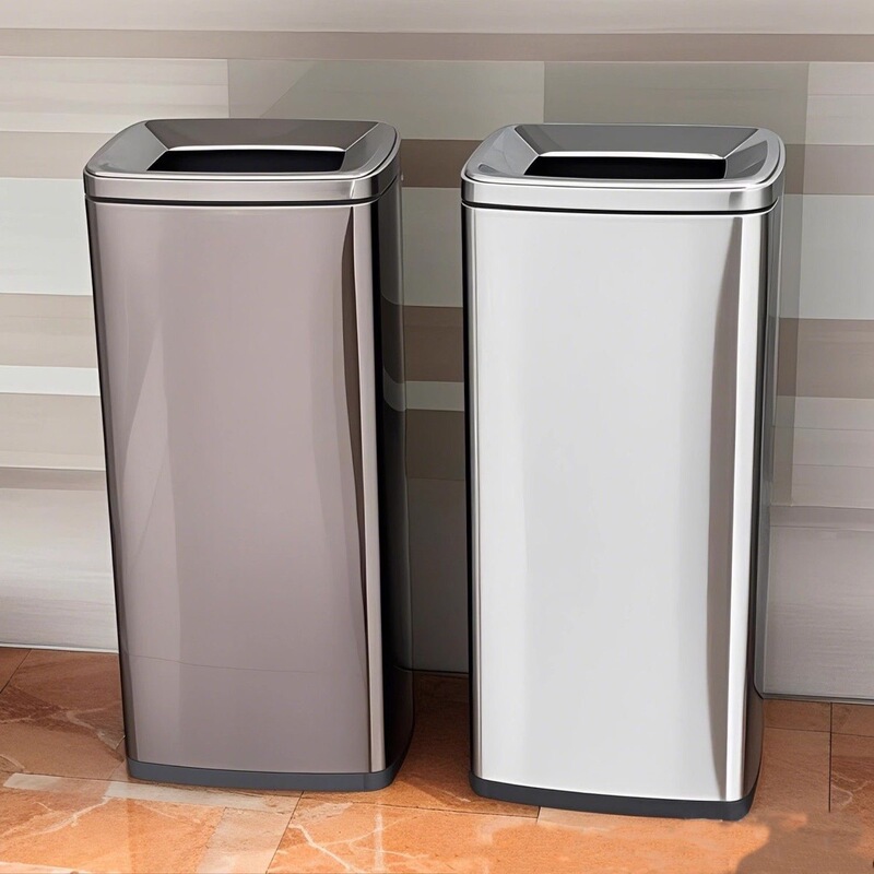 Stainless Steel Trash Can 30L Large Capacity Corridor Company Elevator Bathroom Open Lidless Hand Towel Straight