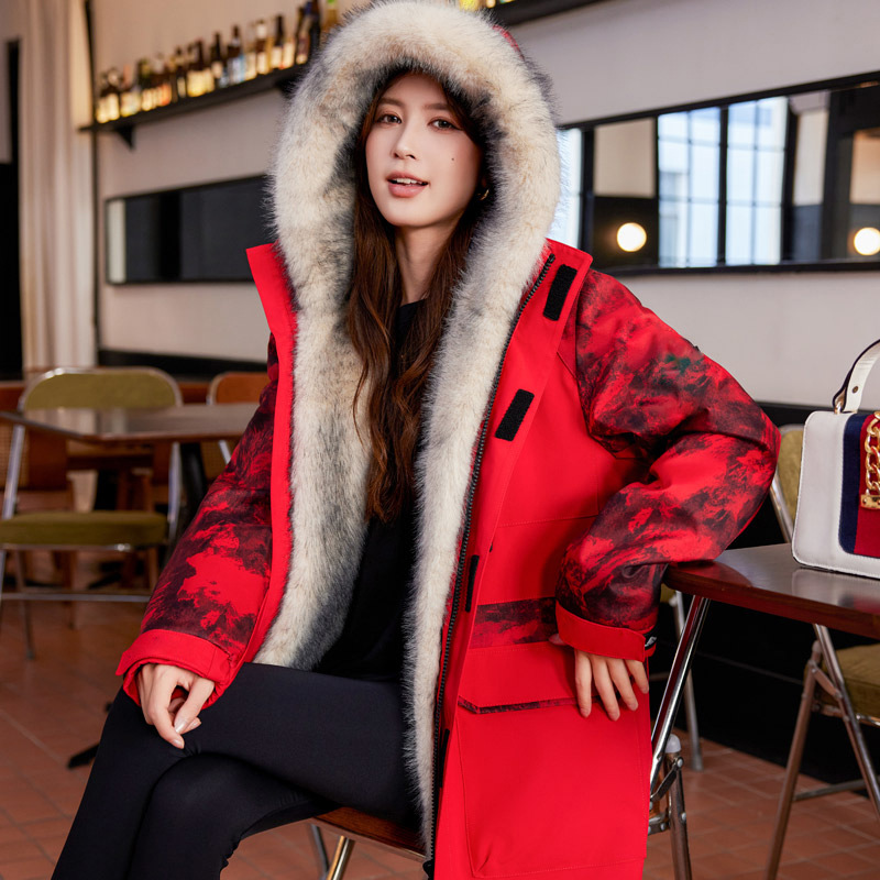 Longteng Red (탈착식 안감) 모피 소매