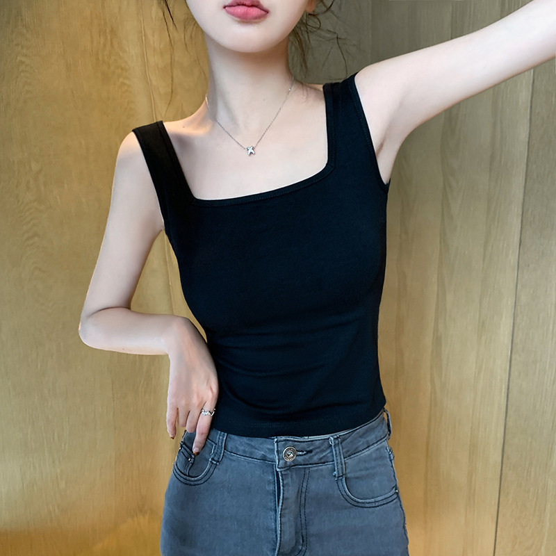 Sleeveless Top for Women, Vest That Covers Side Breasts, Slimming, Can Be Worn Inside or Outside, Square Neck T-Shirt Top, Summer Pure Cotton Vest as Base Layer Sleeveless Top for Women, Vest That Covers Side Breasts, Slimming, Can Be Worn Inside or Outside, Square Neck T-Shirt Top, Summer Pure Cotton Vest as Base Layer