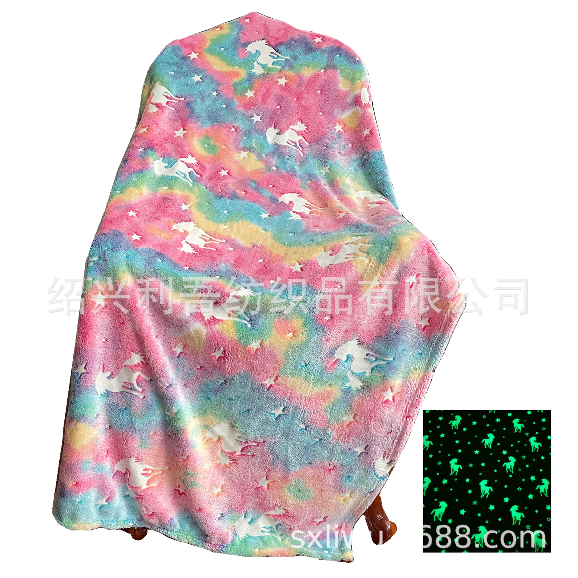 亚马逊专供儿童趣味法兰绒夜光毛毯 多花型可选荧光童毯