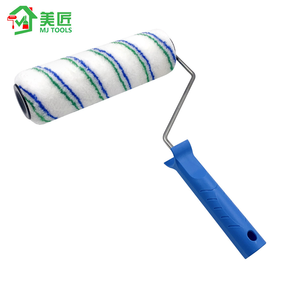 9寸热熔滚筒刷蓝绿条刷中毛涂料刷子内墙滚子 墙面滚刷