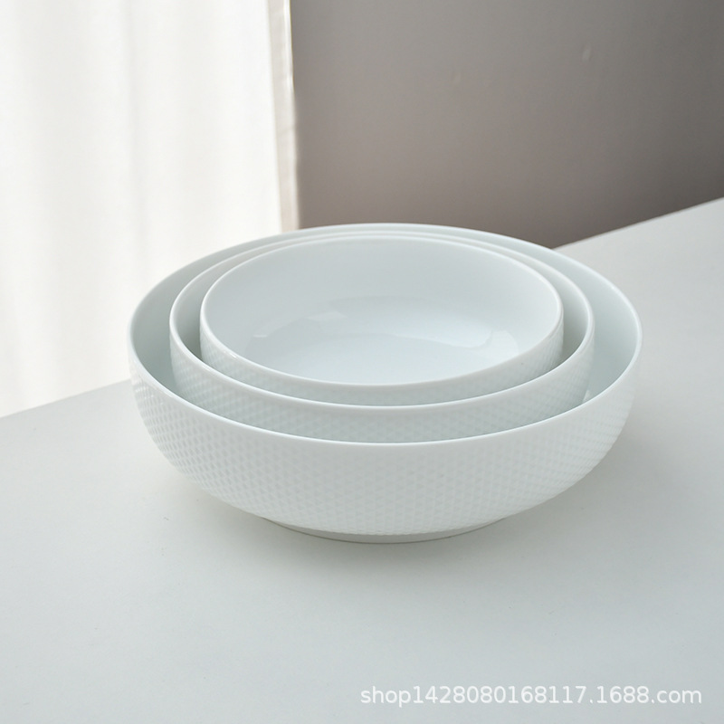 Cuenco de cerámica de alta temperatura de Dehua, pescado de repollo en escabeche, cuenco de sopa doméstica blanca, cuenco de sopa, cuenco de olla seca, cuenco de cerdo hervido con sangre peluda