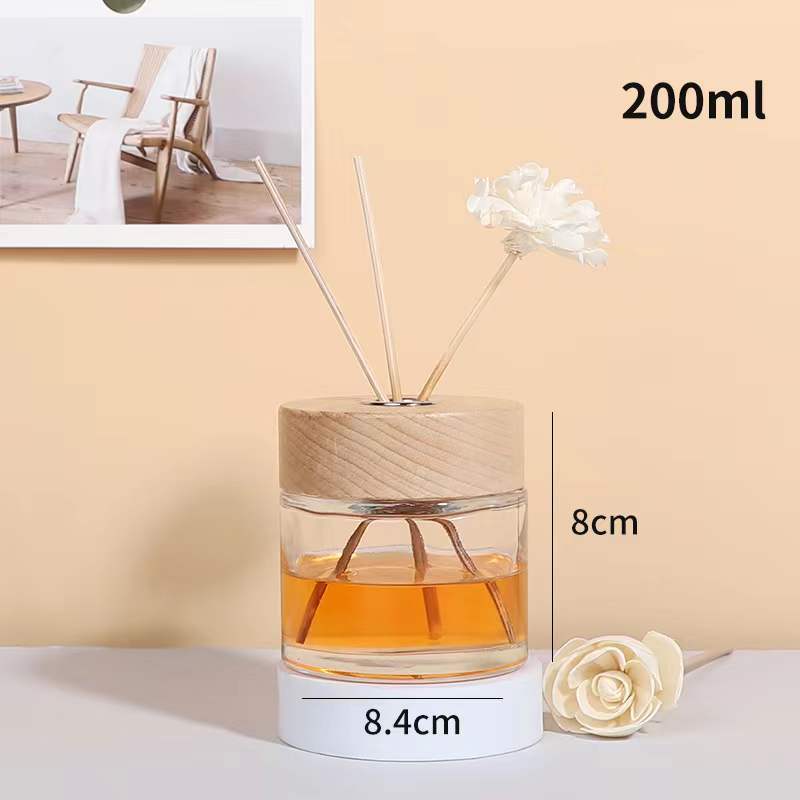 나무 뚜껑이 달린 200ml 둥근 병