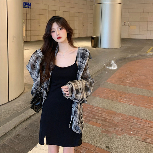 Women's Loose Striped Long-Sleeved Shirt Outerwear with a Slouchy Summer Vibe - New 2025 Korean Style Mid-Long Length