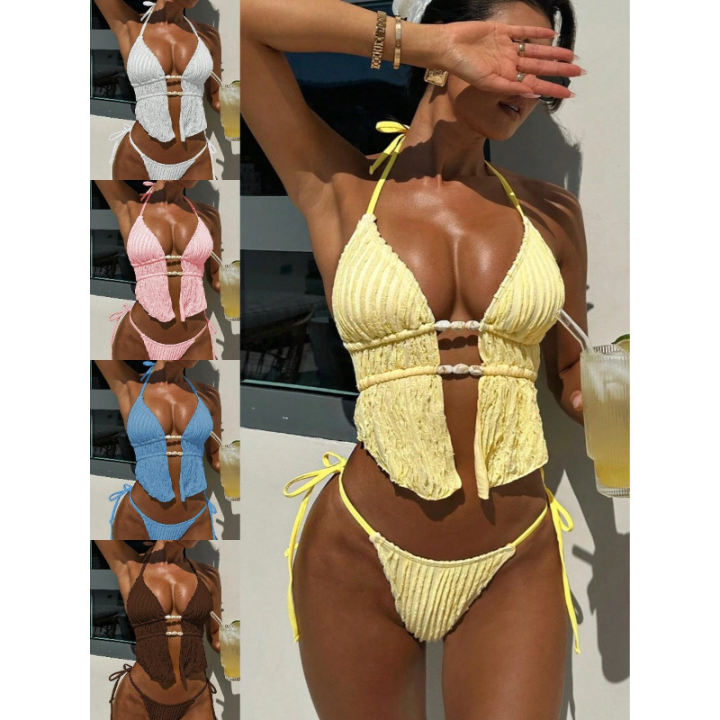 New Cross-Border Exclusive Halter-Neck Tie-Up Two-Piece Swimsuit for Women, European and American Sexy Hottie Amazon Bikini Set New Cross-Border Exclusive Halter-Neck Tie-Up Two-Piece Swimsuit for Women, European and American Sexy Hottie Amazon Bikini Set