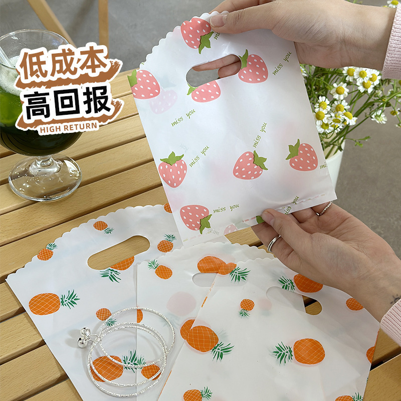 Cartoon Flower Plastic Bag Korean Simple Packaging Bag Handbag Stall Decoration Small Jewelry Mask Gift Bag Y42