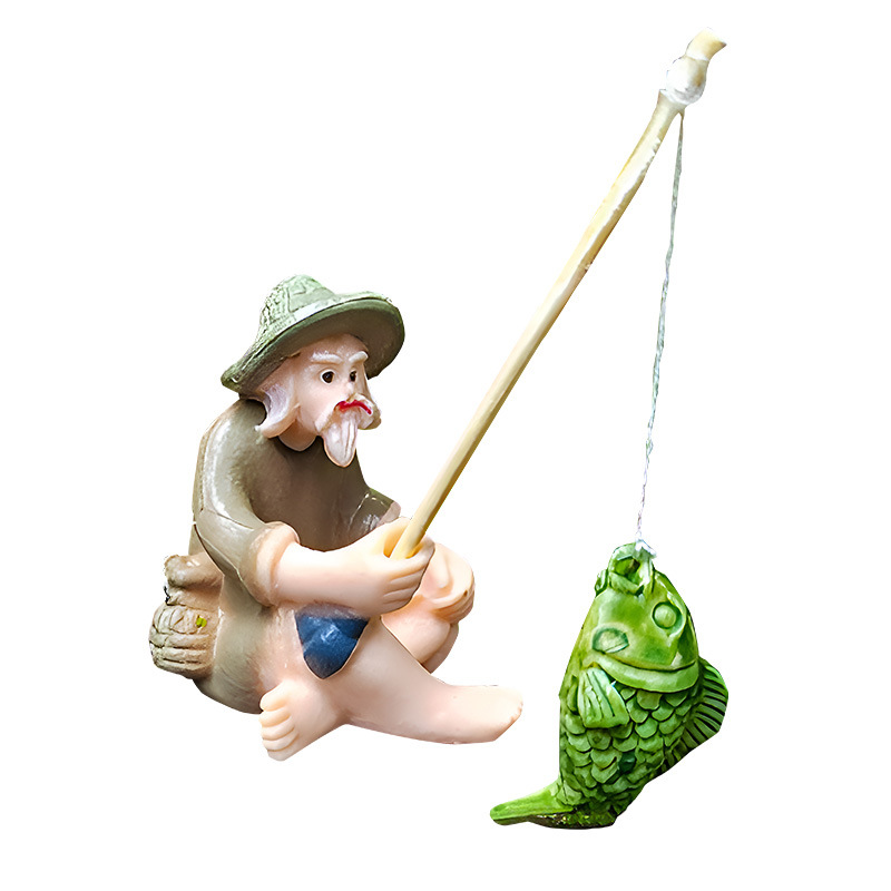 PVC figura pesca weng acuario decoración maceta decoración DIY artesanía micro paisaje paisajismo props jiang taigong