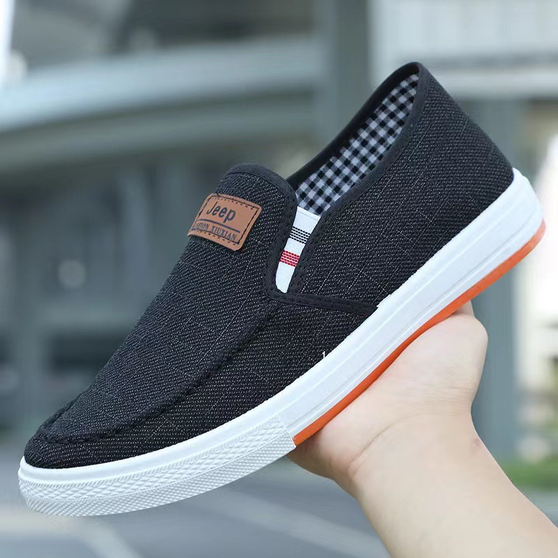 Single shoes 2023 new denim shoes low-top slip-on casual sneakers flat heel plus bottom breathable work shoes