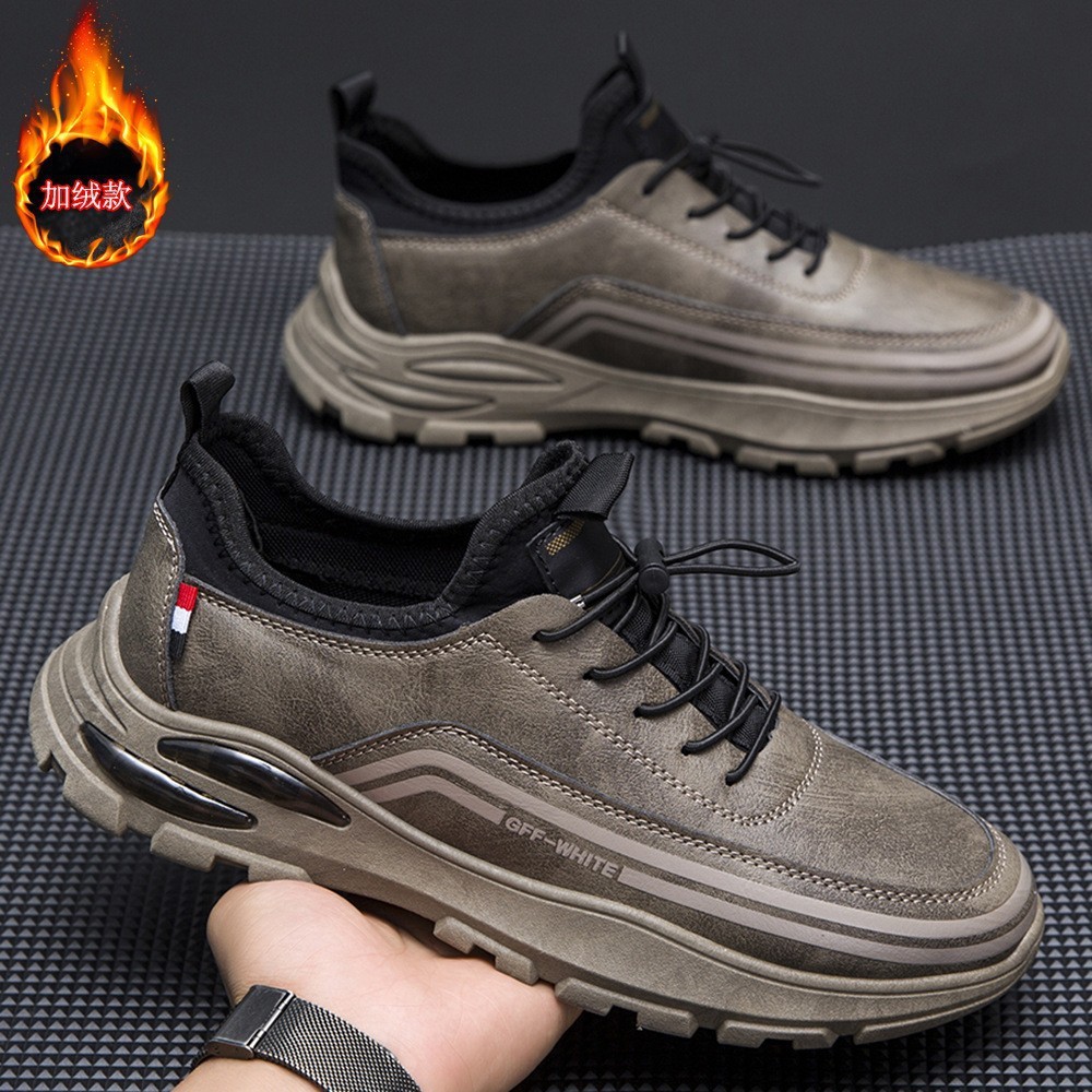 Zapatos de cuero de los hombres de talla grande transfronteriza zapatilla de deporte de los hombres de otoño e invierno de algodón acolchado overoles zapatos de todos los partidos zapatos de cuero casuales zapatos de los hombres