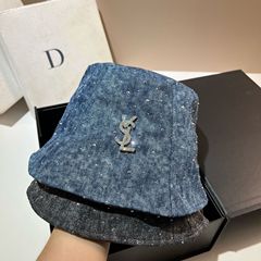 VSL巴黎时尚水钻牛仔水桶渔夫帽韩版秋季新款新潮晕染复古前进帽
