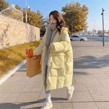 奶黃羽絨棉服女加長款2022年冬季新款韓版chic面包服棉衣加厚外套
