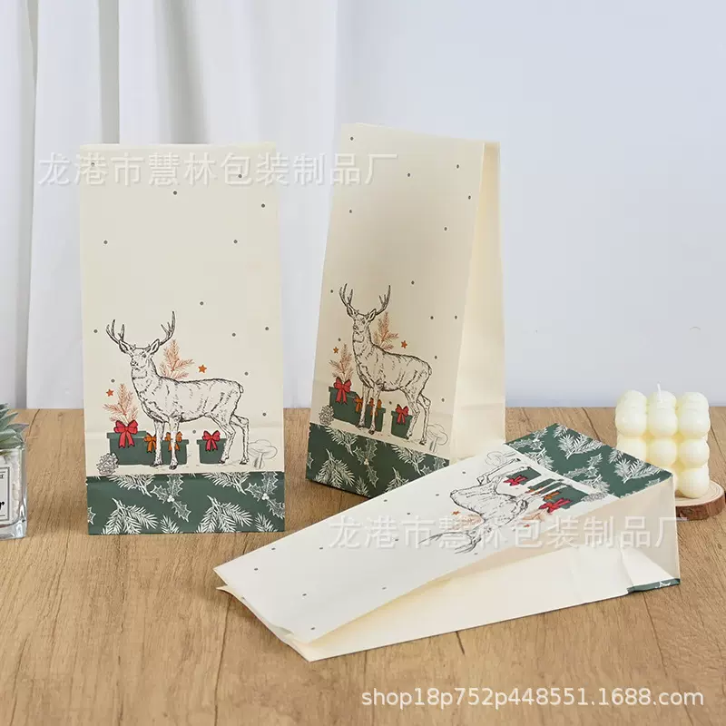 现货圣诞卡通牛皮纸袋节日礼物礼品袋幼儿园儿童糖果饼干收纳袋
