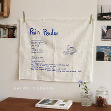 来图来样定制数码印花全棉茶巾美式字母挂布纯棉皱布家居餐布挂画