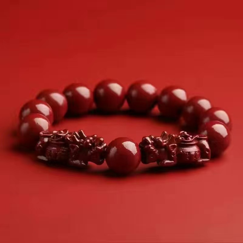 朱砂双貔貅手串紫金砂本命年男女款圆珠手链珠饰品串直播货源|undefined