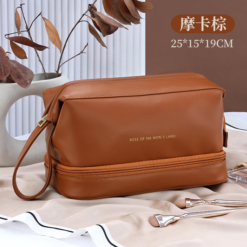 La nueva bolsa de lavado Maillard PU es impermeable y portátil de gran capacidad para damas retro, bolsa de almacenamiento de viaje de alto valor