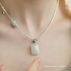 新しい中国風のシルバー925エナメル祥雲ペンダントレディースレトロシンボルネックレス鎖骨チェーンシンプルで多用途
