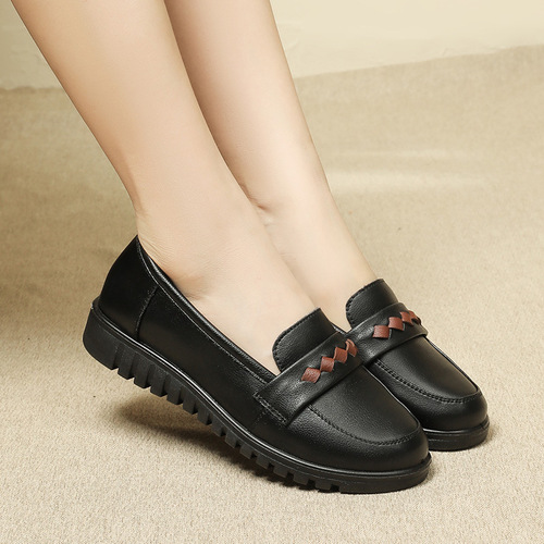 KFC work shoes for women, comfortable and soft, anti-slip, hotel restaurant kitchen leather shoes, mother's single shoes, comfortable flat shoes