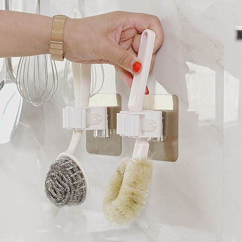 Stronghold Clothes Peg Towel Hook Bracket No-Trace Sticky Tape Mop Hook Wholesale Mop Hook Clip