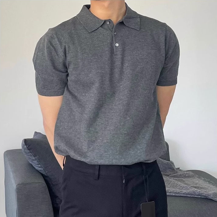 Verano delgado hombre delgado casual polo camiseta de moda coreana manga corta fábrica de comercio exterior al por mayor