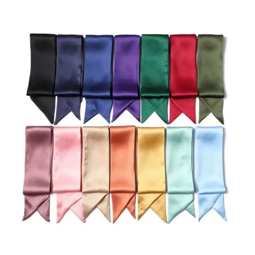 Summer Korean Version New Solid Color Silk Scarf Simulated Silk Hair Tie Headband Hat Decoration Ribbon Tied Neck Scarf