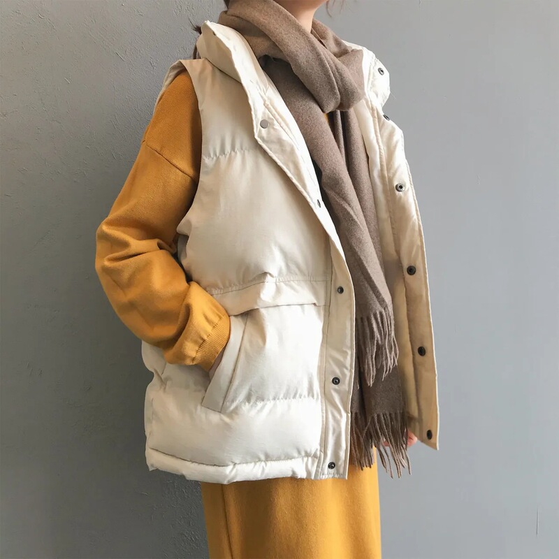 Women's Short Thickened Loose Waistcoat Vest for Autumn and Winter New Student Instagram Style Fashionable Korean Style Vest