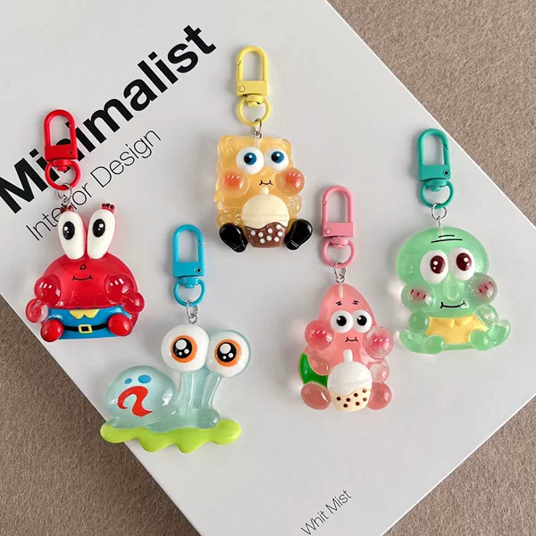 G96 Ice-Clear SpongeBob Keychain, Patrick Star Bag Charm, Backpack Accessory, Children's Cartoon Gift for Best Friends, Girls, and Couples