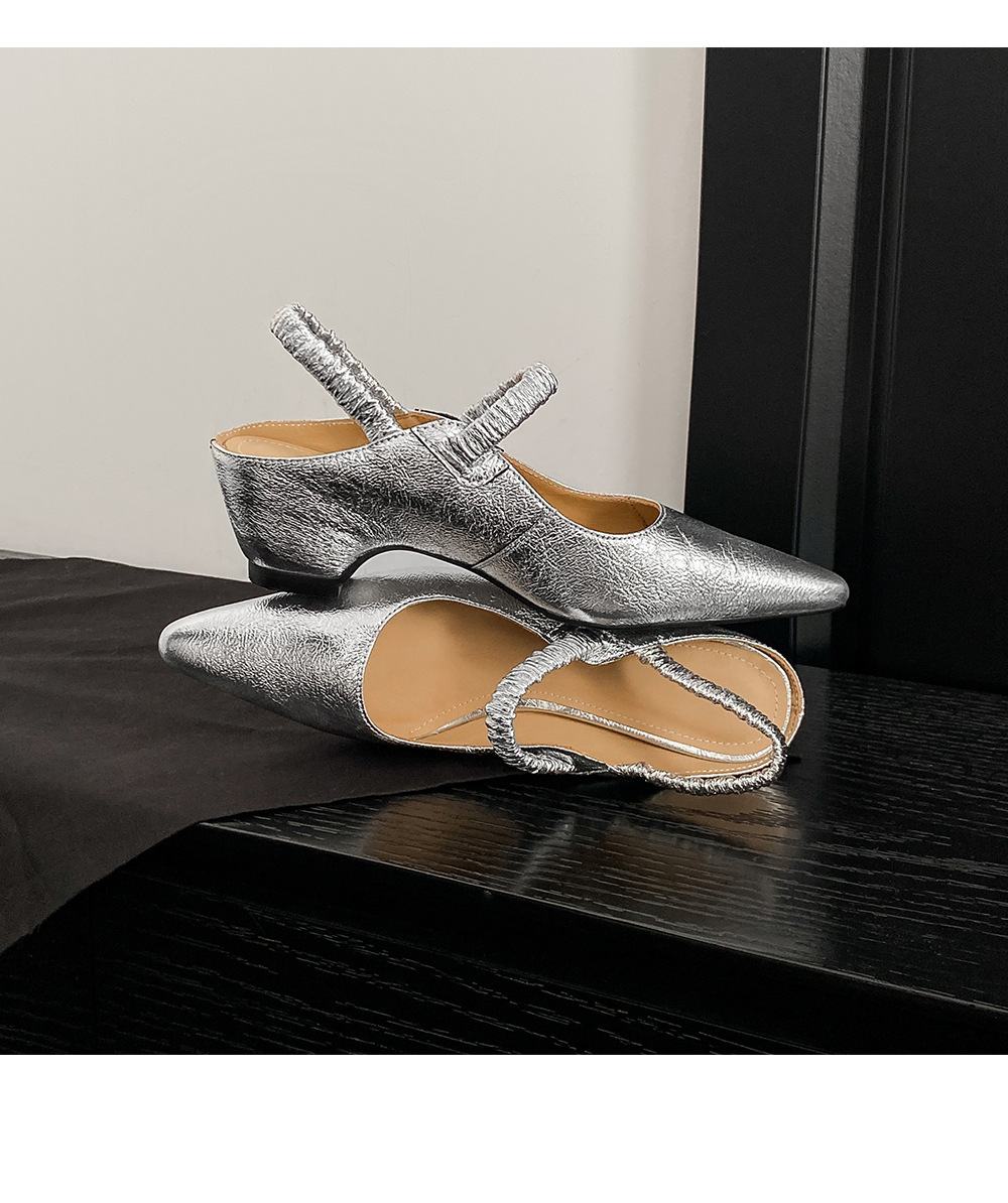 Sandal cao gót nữ mũi nhọn bít mũi da cừu kiểu Pháp, gót cao 9 cm — Màu vàng chi tiết 16