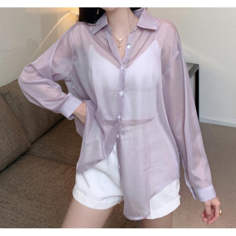 2021纯色中长款百搭衬衣后背开叉设计感小众宽松防晒外套潮防