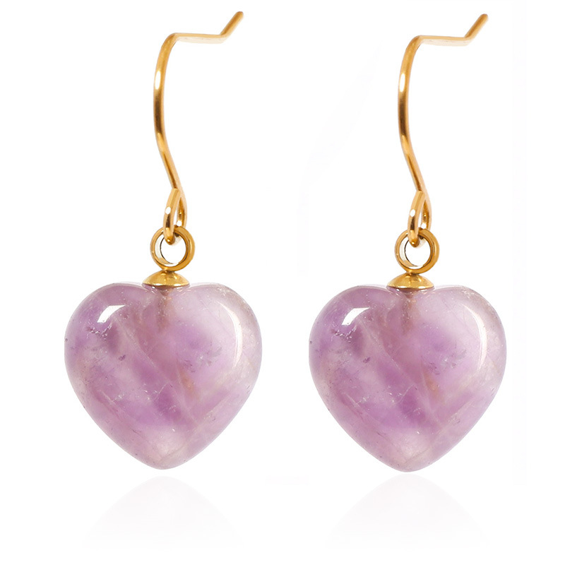 Conjunto de joyería europea y americana Collar de piedra natural en forma de corazón Pendientes de amor Verano femenino Advanced Sense No se desvanece Joyas de acero de titanio