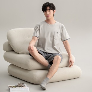 Men's antibacterial cotton summer pijama, casual set, with short sleeve, Collection Year 2026
