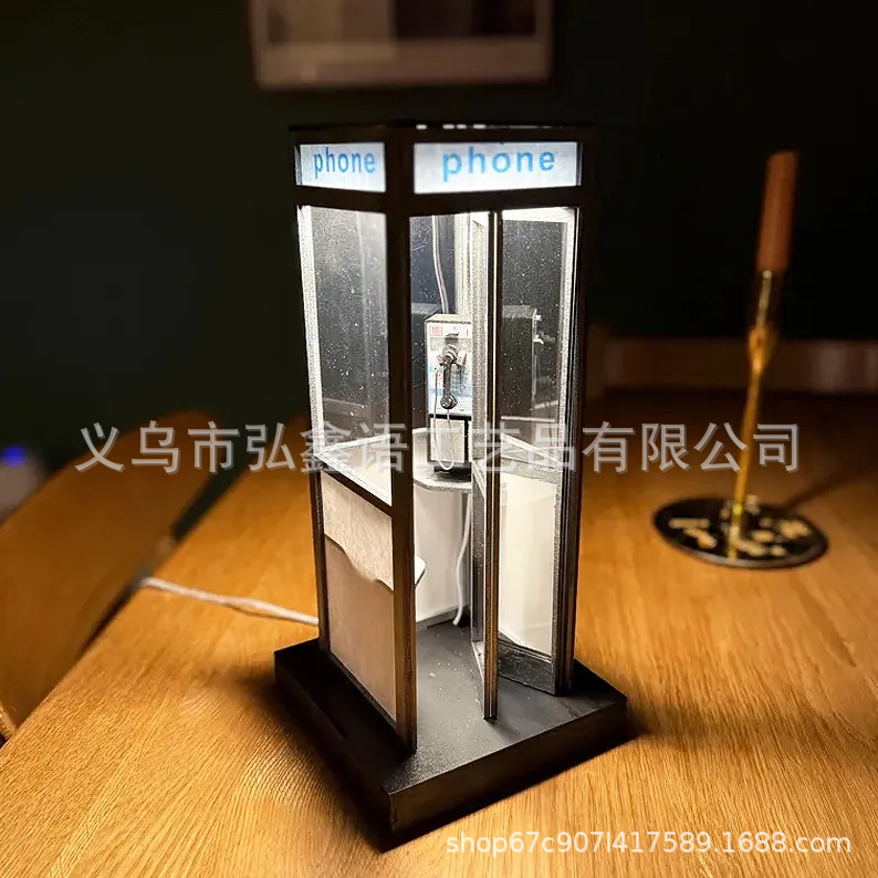 跨境创意场景氛围装饰迷你电话亭桌面工艺摆件亚克力3D