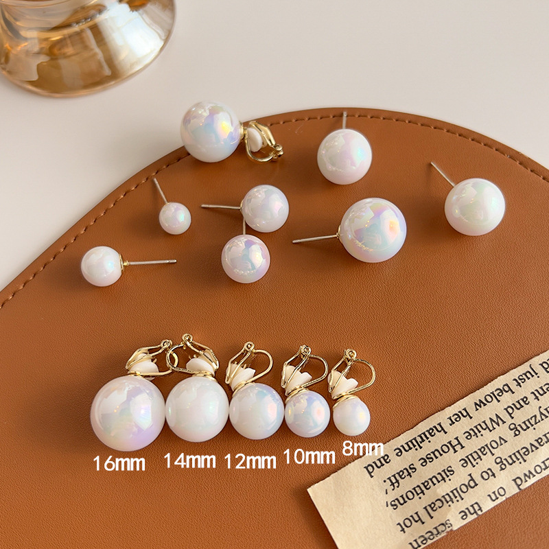 Solid Color Pattern 1 Pair Retro Solid Color Imitation Pearl Ear Clips Ear Studs