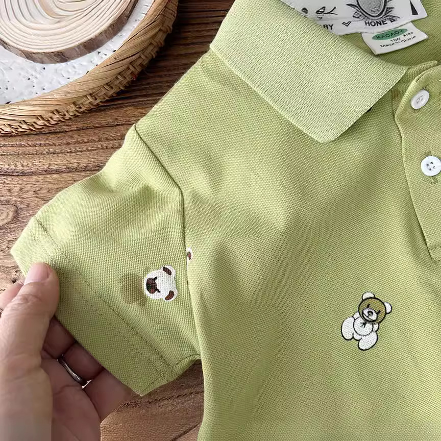 2024 Summer Children's Clothing for Boys, Unisex Kids Cartoon Elastic Cotton Baby Short-Sleeve POLO Shirt, Short-Sleeve T-Shirt Wholesale