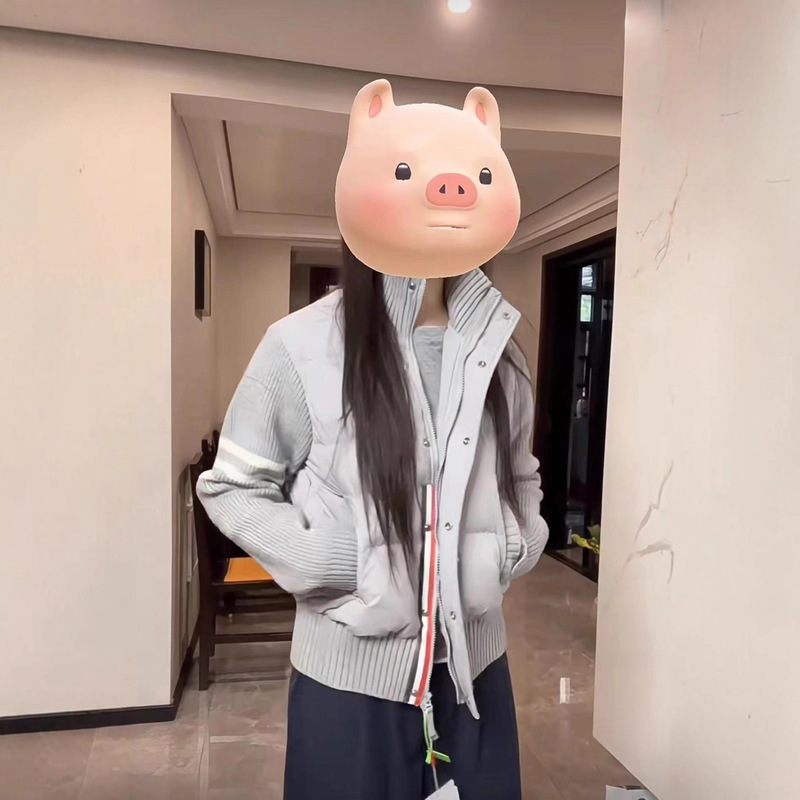 小个子穿搭针织拼接羽绒棉服女短款TB冬季休闲外套女立领棉衣加厚|undefined