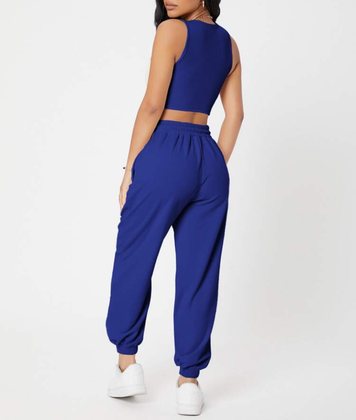 490g Weight Sleeveless Sleeve Length Polyester Fabric Type Pants Sets Sets Type 2 Pieces Set Quantity Casual, Daily Occasion Round Neck Neckline Breathable Function Skinny Fit Type Solid Color Pattern Summer Season Women's Gender Streetwear, Sport Style Style Women's Streetwear Sport Style Solid Color Polyester Round Neck Tracksuit 13