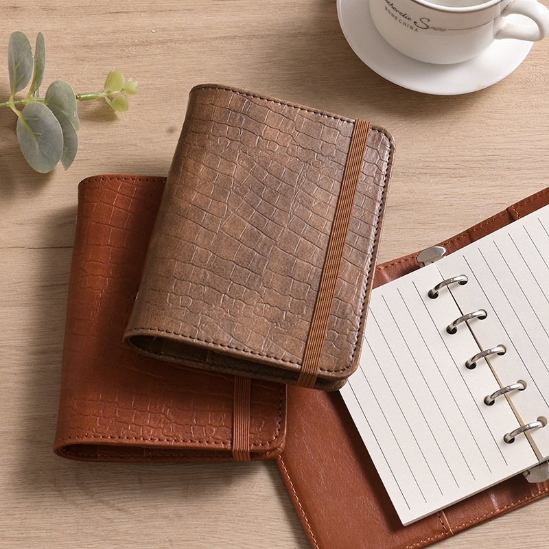 in stock wholesale mini leather a8 loose spiral notebook replaceable inner page m5 notebook loose-leaf notebook portable pockets notebook