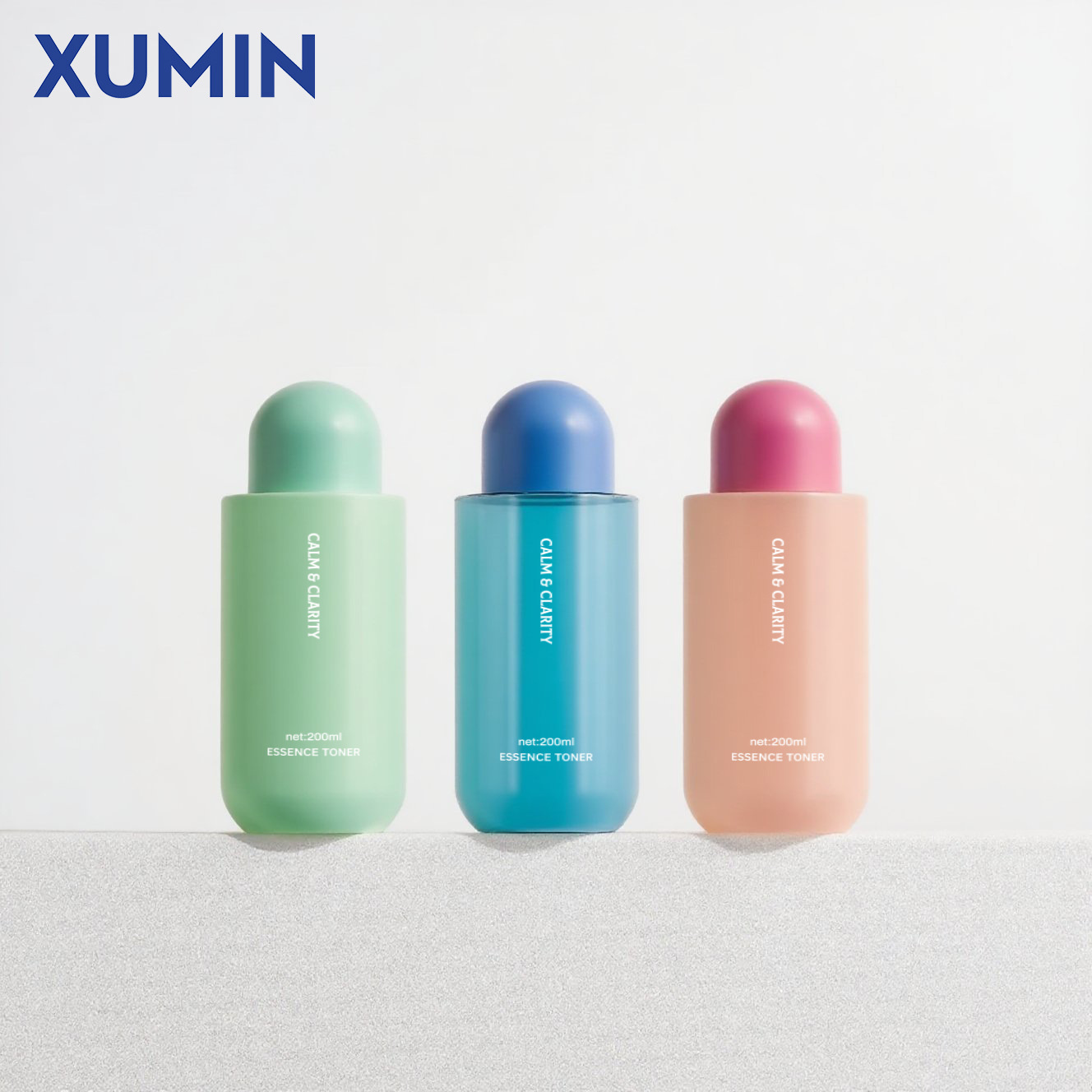 XUMIN Cosméticos 200ml botella de agua de maquillaje PET transparente / esmaltado tapa de cúpula botella de esencia