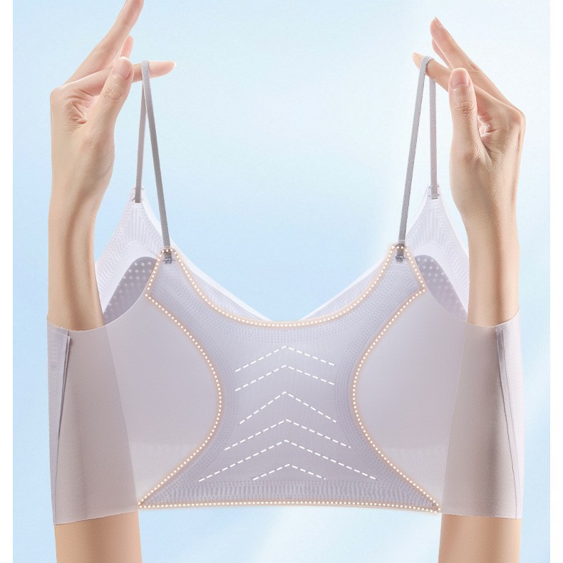 Ropa interior ultrafina sin costuras para mujer, senos pequeños de verano, sin anillo de acero, transpirable y frío, tubo envuelto en el pecho, sujetador de estilo chaleco image 5
