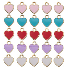 滴油合金彩色桃心爱心吊坠挂件diy钥匙扣耳环项链手工饰品配件