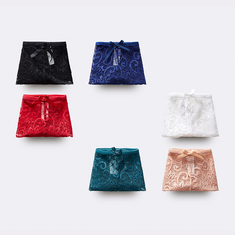 Tanga sexy cintura baja T pantalones de encaje transparente ropa interior hueca deseo puro de las mujeres ropa interior de estudiante de secundaria de las mujeres