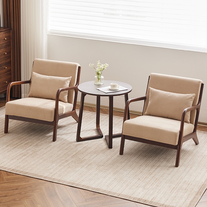 Walnut Single Sofa Chair Home Single Chair Small Apartment Balcony Leisure Chair Living Room Bedroom High-End Lazy Chair