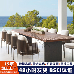 Outdoor Rattan Tables and Chairs, Villa Hotel Waterproof and Sun-Proof Rattan Chair Furniture, Outdoor Open-Air Garden Leisure Table and Chair Combination